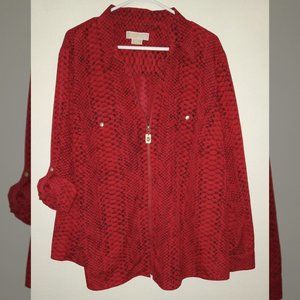 Michael Kors Plus Size Long Sleeve Zip Front Top